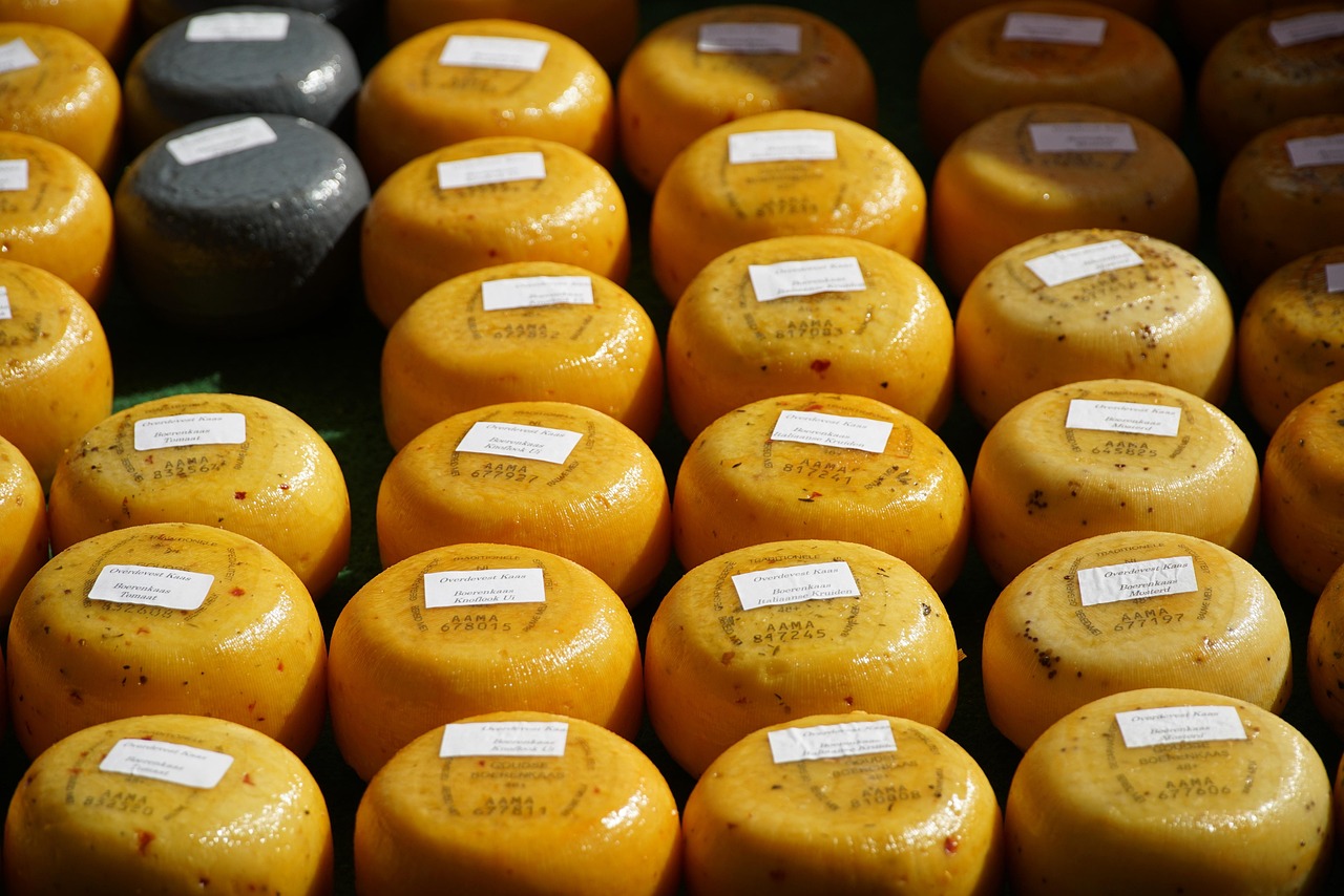 Plusieurs fromages affinés alignés sur une planche en bois
